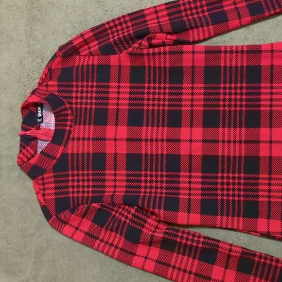 Shein Red and Black Plaid Bodycon Long Sleeve Dress Small EUC - Picture 4 of 5